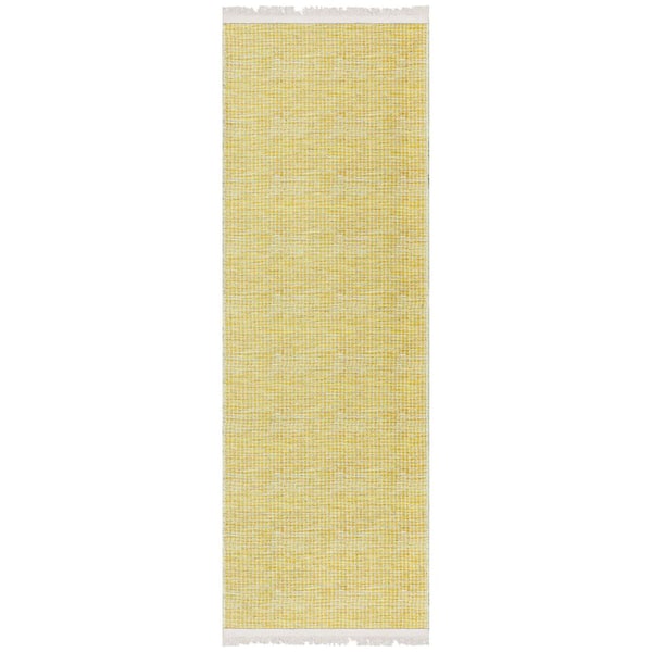 Ottomanson Non Shedding Washable Wrinkle-free Cotton Flatweave Solid 2x5 Indoor Runner Rug, 20 in. x 59 in., Gold