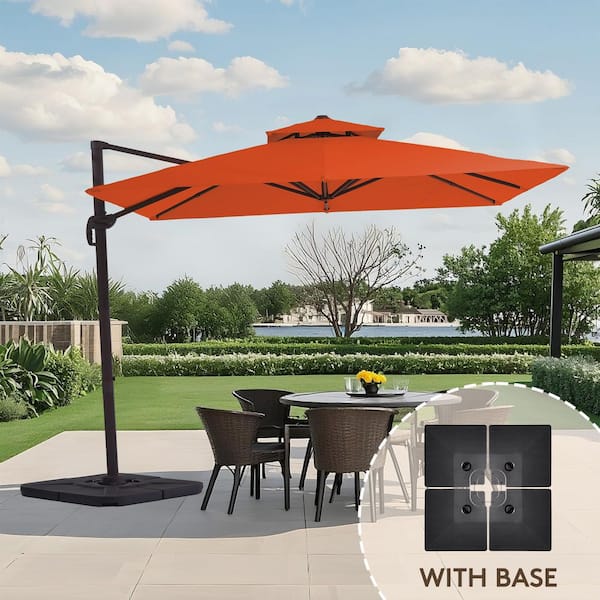 JEAREY 10 ft. x 10 ft. Square Cantilever Patio Umbrella with Weighted Base in Pumpkin