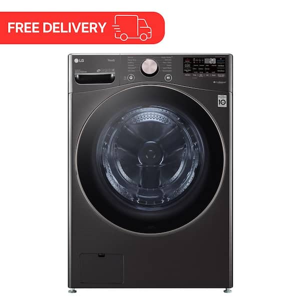 4.5 Cu. Ft. Stackable SMART Front Load Washer in Black Steel with Steam and TurboWash360 Technology