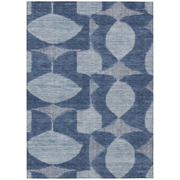 Chantille Machine Washable Indoor/Outdoor Abstract ACN3060 Navy 9 ft. x 12 ft. Area Rug