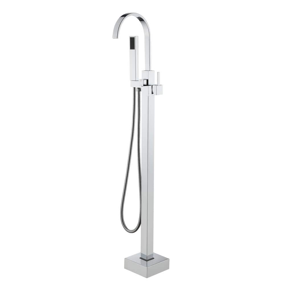Modern Single-Handle Freestanding Tub Faucet with Handheld Shower, Water Supply Hoses and Hardware in. Polished Chrome price history on PriceWatchPro