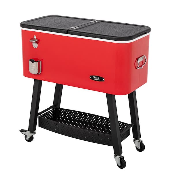 80 qt. Premium Rolling Portable Beverage Cooler for Outdoor Patio