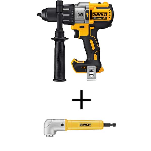 DEWALT 20V MAX XR Cordless Brushless 3-Speed 1/2 in. Hammer Drill (Tool Only) and MAXFIT Right Angle Magnetic Attachment