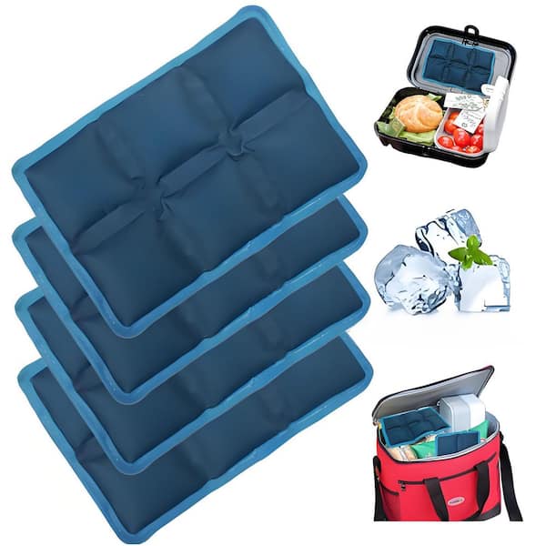 6 in. x 4 in. x 0.7 in. Reusable Lunch Boxes and Coolers Ice Packs for Picnic, School, Sports & Camping, Blue (4-Pack)