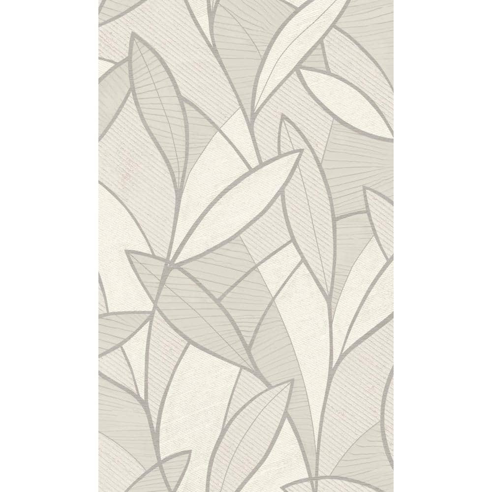 White Leaf Motif with Outlines Tropical Textured Print Non-Woven Non-Pasted Textured Wallpaper 57 sq. ft. price history on PriceWatchPro