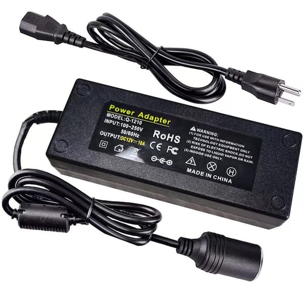 AC to DC Power Converter 120W Continuous Power, 100V-240V to 12V 10A Adapter for Car Devices, Refrigerators, Cleaners