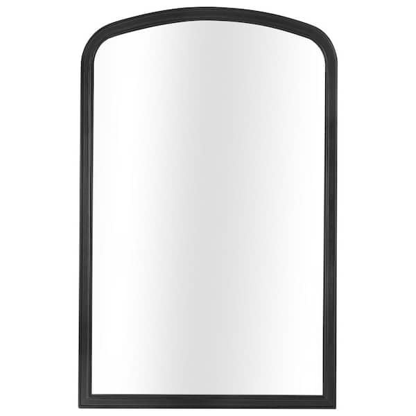 WallBeyond 24 in. W x 36 in. H Medium Arched French Country Style Black Pine Wood Wall Mirror