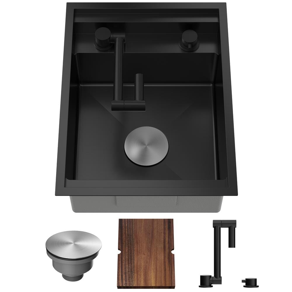21 in. x 16 in. Undermount Stainless Steel Kitchen Sink with foldable tap i
