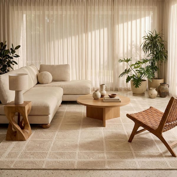 Quinn Beige Washable 9 ft. x 12 ft. Indoor Area Rug