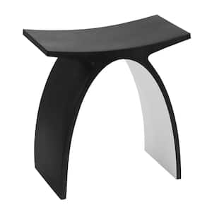 Arched Stone Resin Vanity Stool in Black Matte