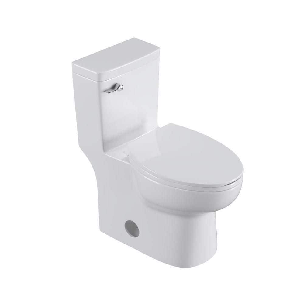12 in. Rough-in 1-Piece 1.27 GPF Single Flush Elongated Toilet in White, Se