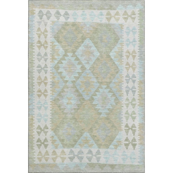 Mayfield Premium Machine Washable Abstract AMF1915 Sage 8 ft. x 10 ft. Area Rug