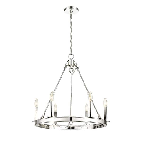Unbranded Barclay 6-Light Polished Nickel Chandelier