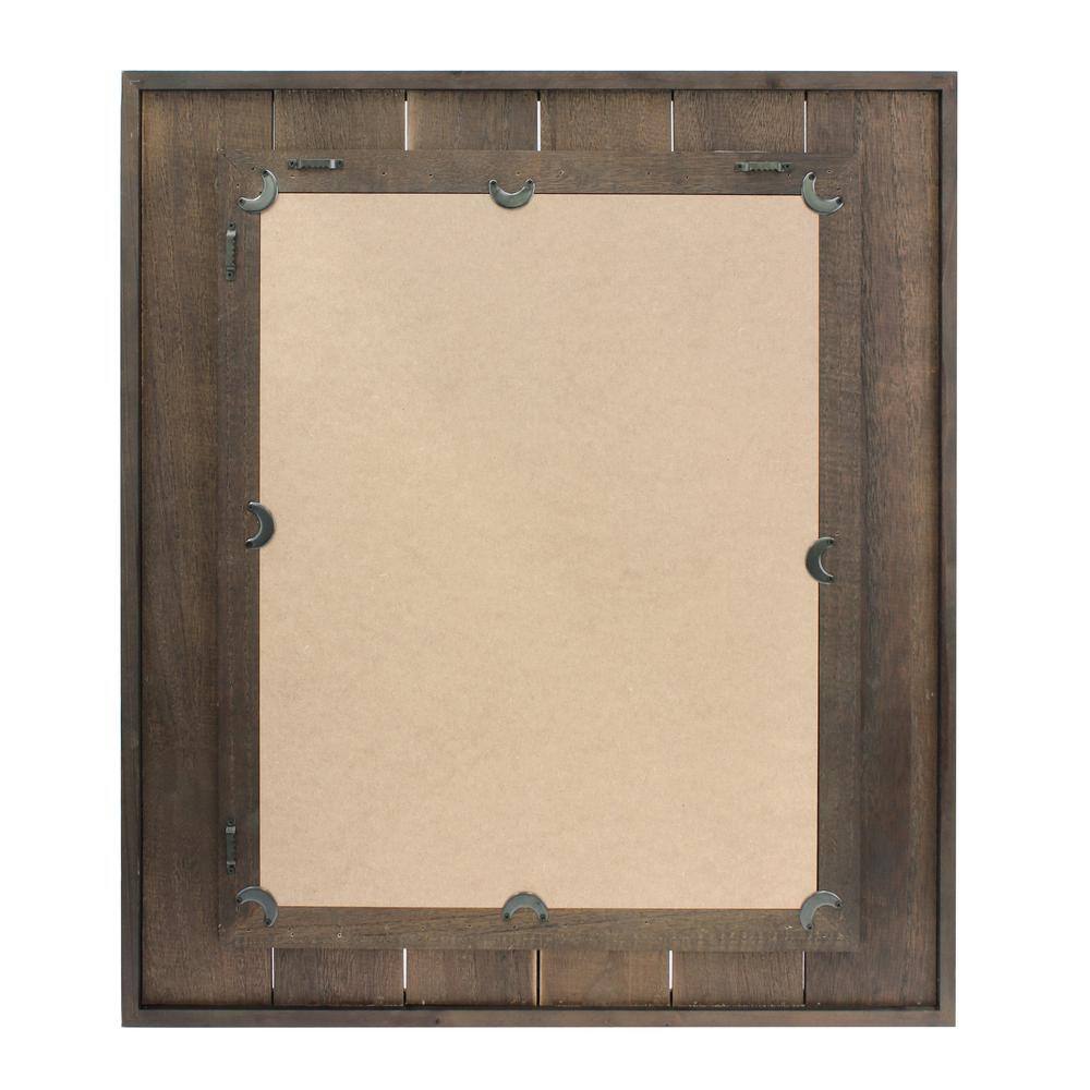Rustic Rectangular Natural Wood Wall Mirror with Mounting Brackets