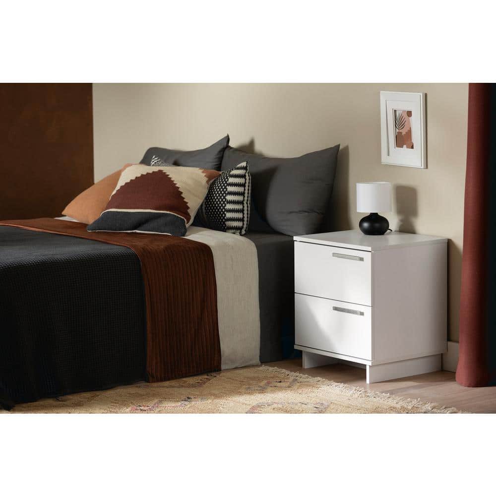 Pure White Scandinavian 2-Drawer Nightstand