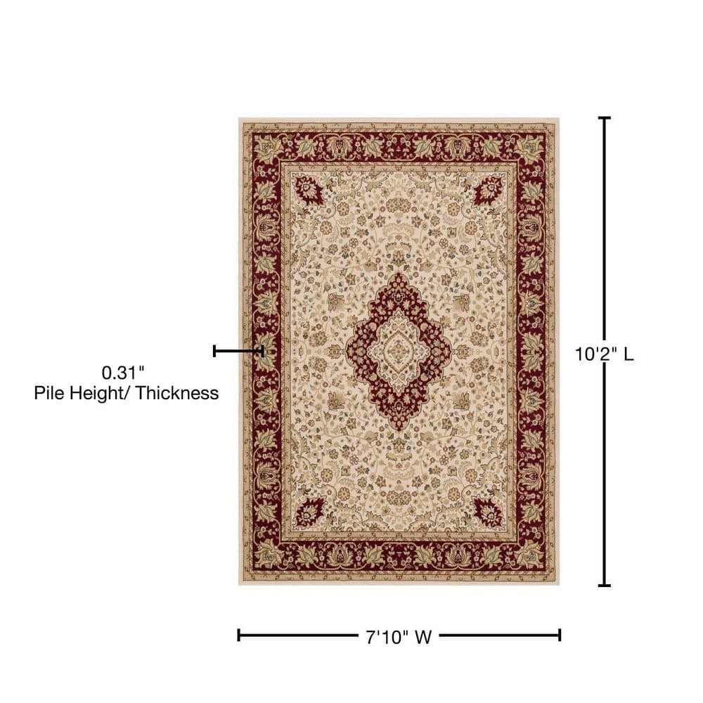 Regal Red Oriental 8' x 10' Easy-Care Synthetic Rug