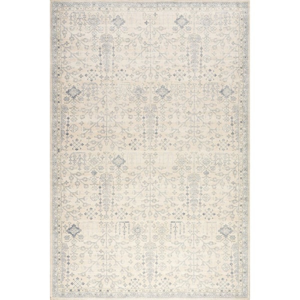 Flora Wool Cotton Slate Blue 10 ft. x 14 ft. Indoor/Outdoor Patio Area Rug
