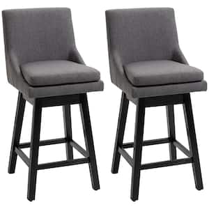 41 in. Charcoal Grey Mid Back Wood Frame Cushioned 28.5 in. Bar Stool with Polyester Seat (Set of 2)