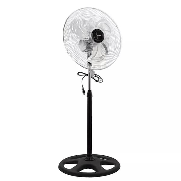 18 in. 3-Fan Speeds High Velocity Industrial Pedestal Fan in Black with Oscillating