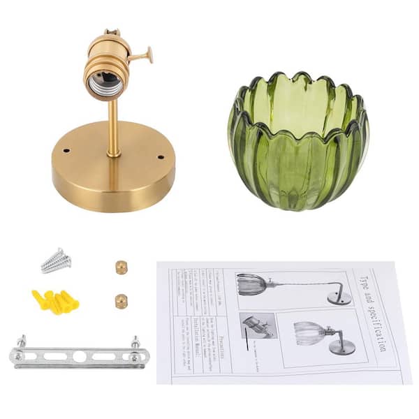 OUKANING 4.7 in. 1 Light Gold Modern Floral Wall Sconce Wall Light