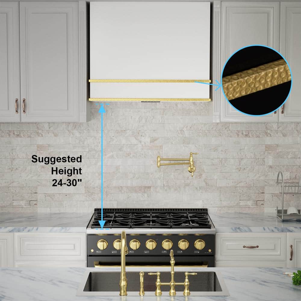 36" Black Stainless Steel Wall Mounted Range Hood with Charcoal Filter