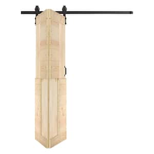 S Style 42in. x 84in. (21"x 84"x 2Panels) Unfinished Solid Wood Bi-Fold Barn Door With Hardware Kit - Assembly Needed