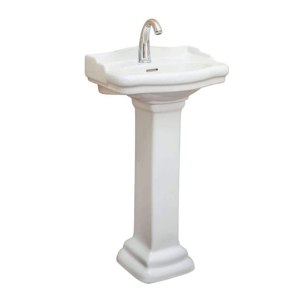 ロペス1 FINE FIXTURES Roosevelt 18 in. Pedestal White Vitreous China