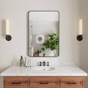 Ruhr 24 in. W x 36 in. H Rectangular Framed Wall Bathroom Vanity Mirror in Black