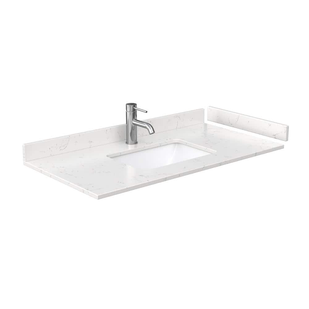 Beckett 42" Dark Blue Single Bathroom Vanity with Carrara Marble Top