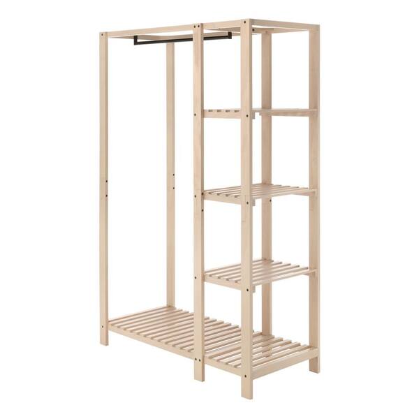 Whitmor 20.13 in. D x 44 in. W x 68 in. H Natural Wood Freestanding 4-Shelf Closet System
