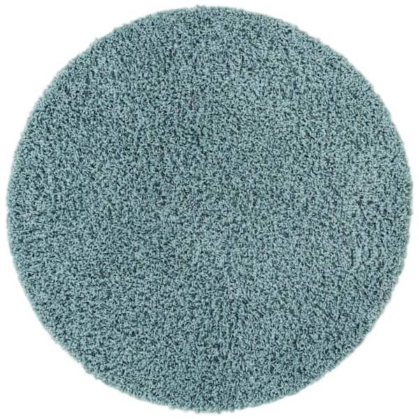 Unique Loom Solid Shag Light Slate Blue 3 ft. 3 in. x 3 ft. 3 in. Area Rug