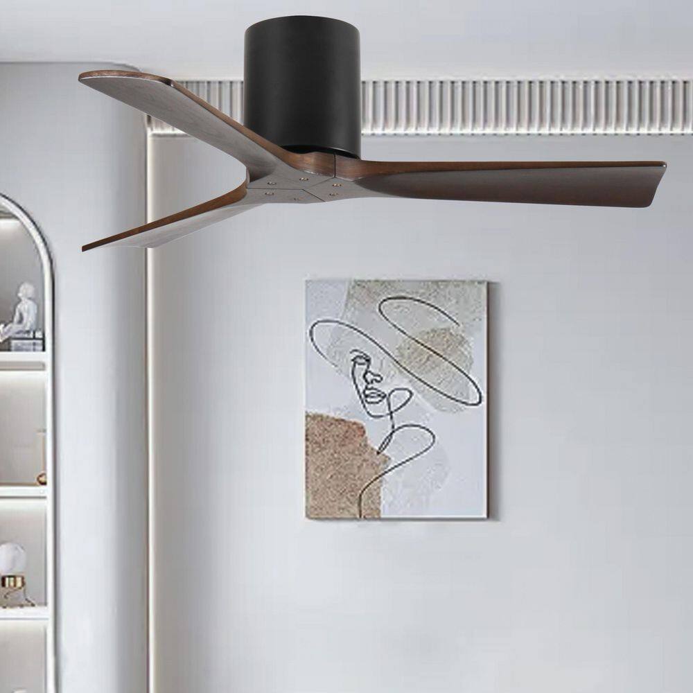 42 in. W Indoor Black Flush Mount Standard Wood Ceiling Fan with Remote Control, no Light price history on PriceWatchPro