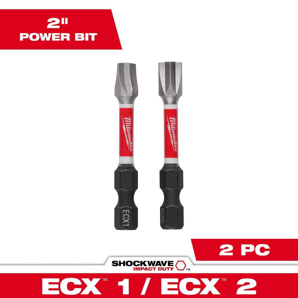 bi-ページ Milwaukee 2 in. SHOCKWAVE Impact Duty ECX Power Bit #1 and #2