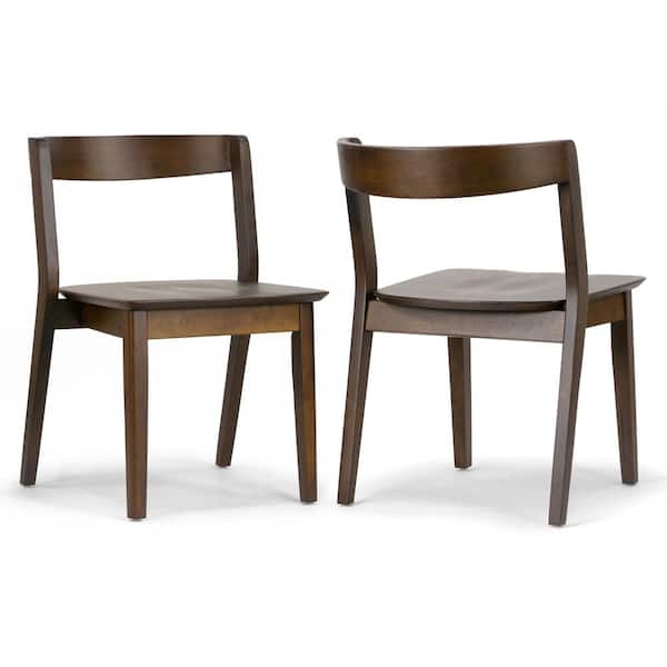 Glamour Home Astor Dark Brown Solid Wood Chair with Curved Back (Set of 2)