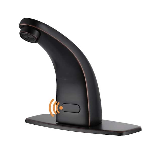 Sensor Touchless Single Hole Bathroom Sink Faucet with Deckplate Included in Oil Rubbed Bronze