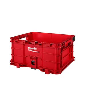 PACKOUT 18.6 in. Tool Storage Crate Bin with Carrying Handles and 50 lbs. Weight Capacity