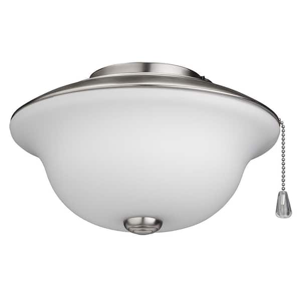 Broan-NuTone Frosted White Glass Traditional Bowl Ceiling Fan Light Kit with Brushed Steel Trim