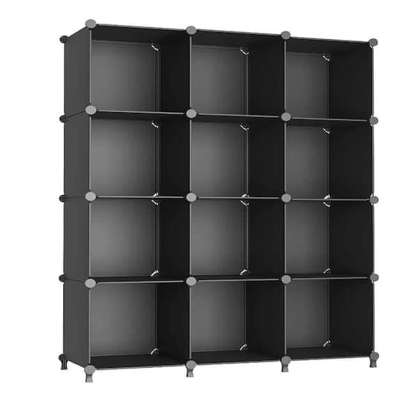 49.2 in. H x 35.5 in. W x 11.8 in. D Black 12- Cube Organizer