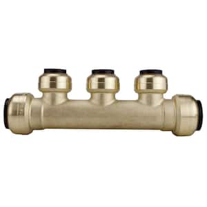 3/4 in. x 3/4 in. Brass Push-To-Connect Inlets with 3-Port Open Manifold 1/2 in. Push-To-Connect Outlets