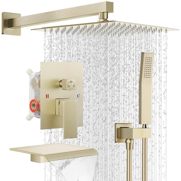 AKLFGN Double Handle 3-Spray Tub and Shower Faucet Shower Combo 12