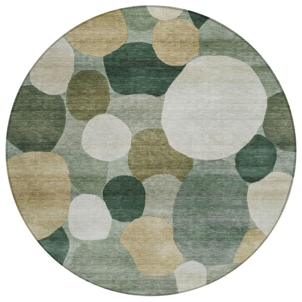 Chantille Machine Washable Indoor/Outdoor Abstract ACN2375 Green 8 ft. x 8 ft. Round Rug price history on PriceWatchPro