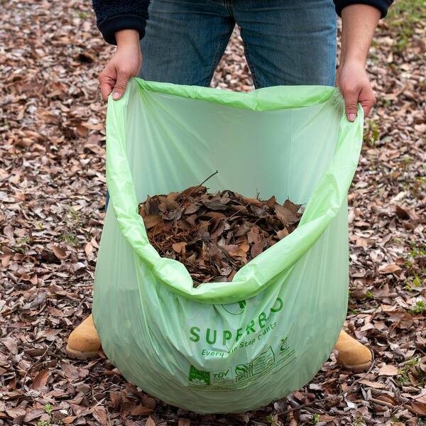 SUPERBIO 55 Gallon Compostbale Trash Bags, Heavy Duty Extra Thick 1.57