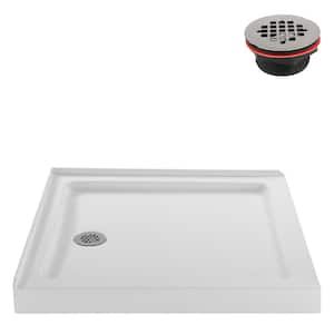 NT-161-36WH-LF 36 in. L x 36 in. W Corner Acrylic Shower Pan Base, Glossy White with Left Hand Drain, ABS Drain Included