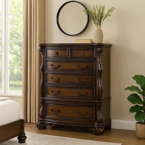 brown 6 drawer dresser tall Rosedale 6 Drawer Tall Dresser - Yucca Oak main image 1