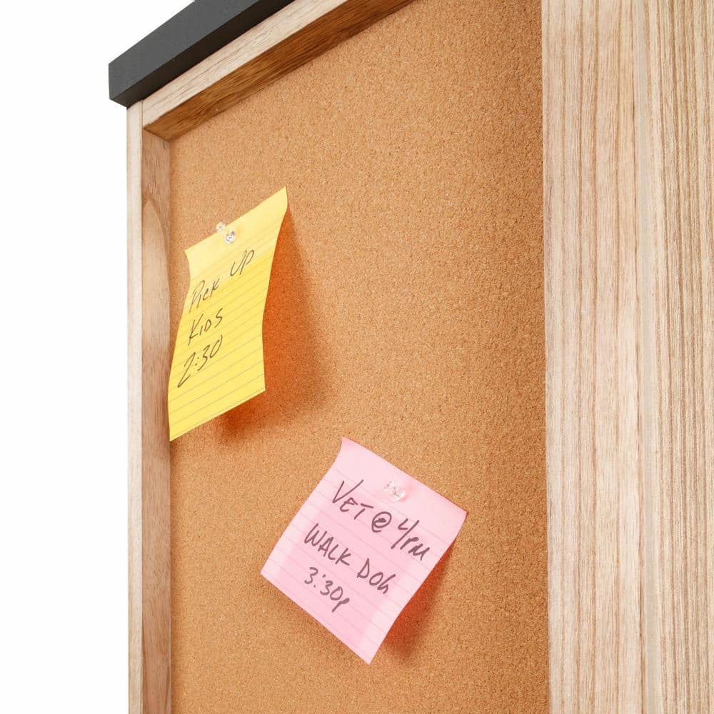 Natural Wood Barn Door Wall Organizer with Corkboard