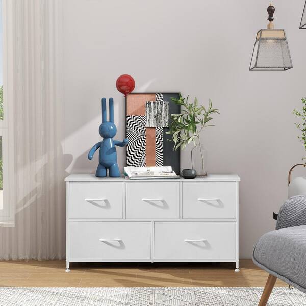 WONDER COMFORT Modern White 5 Drawer 11.8 in. Wide Chest of