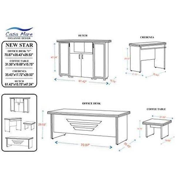 LEXUS 71″ Modern Home & Office Furniture Desk Brown & White – Casa