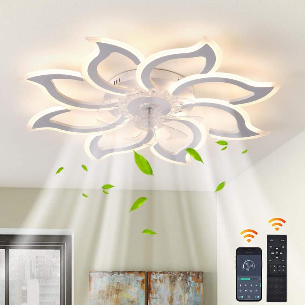 37.4 in. Indoor White Modern Dimmable Flush Mount Ceiling Fan with Integrated LED Light and Remote Included for Bedroom price history on PriceWatchPro