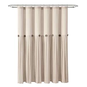 72 in. x 72 in. Linen Button Shower Curtain Dark Linen Single