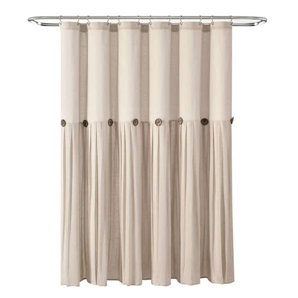 Lush Decor 72 in. x 72 in. Linen Button Shower Curtain Dark Linen Single
